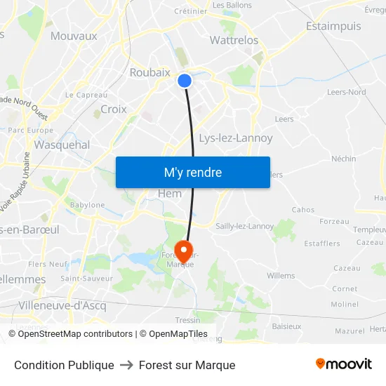 Condition Publique to Forest sur Marque map