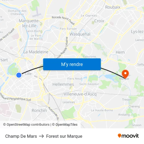 Champ De Mars to Forest sur Marque map