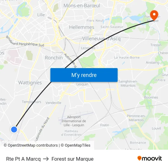 Rte Pt A Marcq to Forest sur Marque map