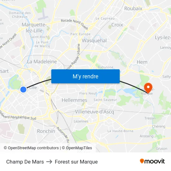 Champ De Mars to Forest sur Marque map