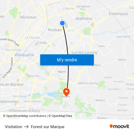 Visitation to Forest sur Marque map