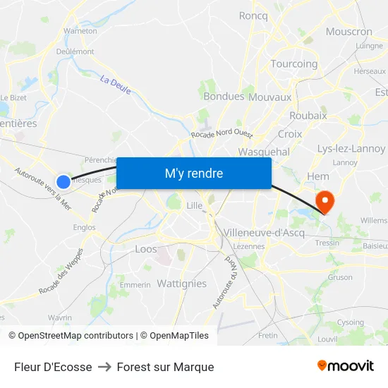 Fleur D'Ecosse to Forest sur Marque map