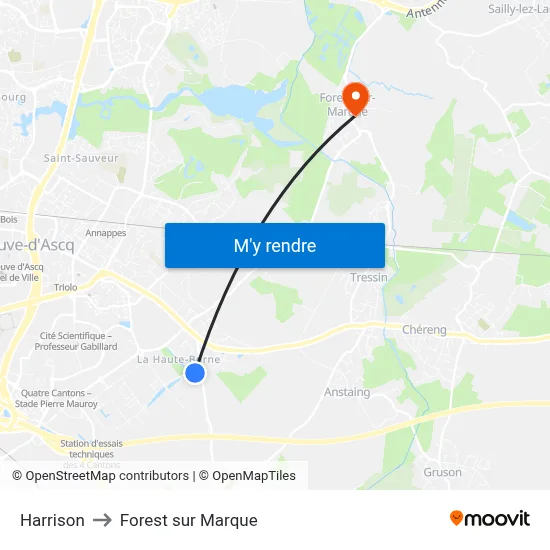 Harrison to Forest sur Marque map