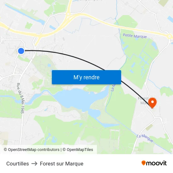 Courtilles to Forest sur Marque map