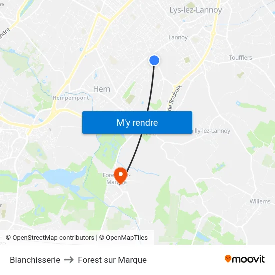 Blanchisserie to Forest sur Marque map