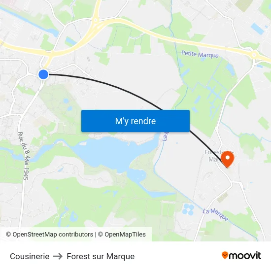 Cousinerie to Forest sur Marque map