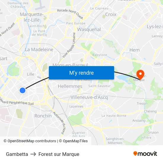 Gambetta to Forest sur Marque map