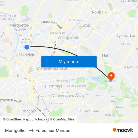 Montgolfier to Forest sur Marque map
