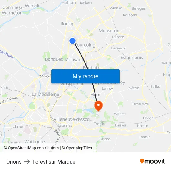Orions to Forest sur Marque map