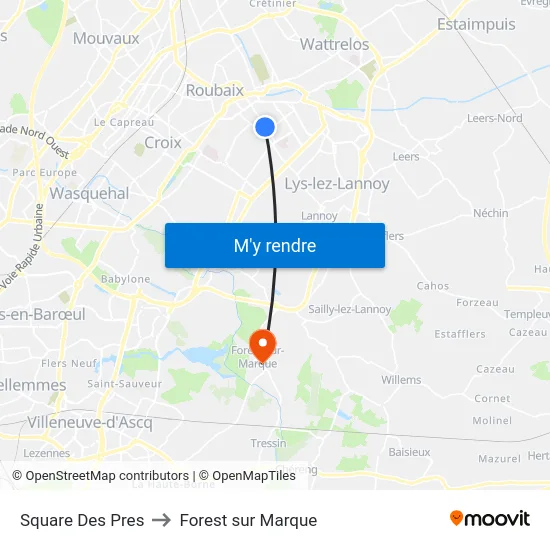 Square Des Pres to Forest sur Marque map