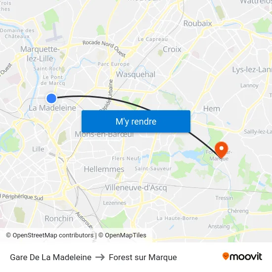 Gare De La Madeleine to Forest sur Marque map