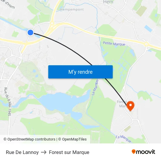 Rue De Lannoy to Forest sur Marque map