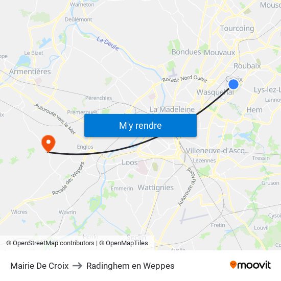 Mairie De Croix to Radinghem en Weppes map