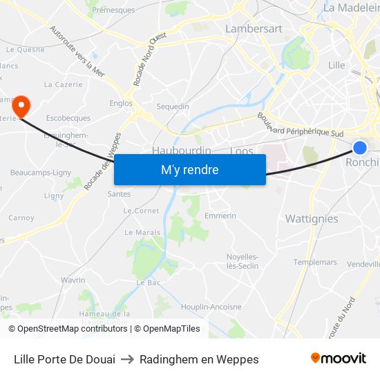 Lille Porte De Douai to Radinghem en Weppes map