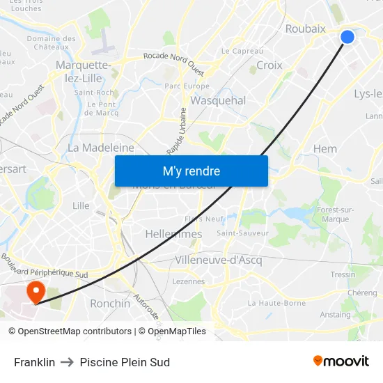 Franklin to Piscine Plein Sud map