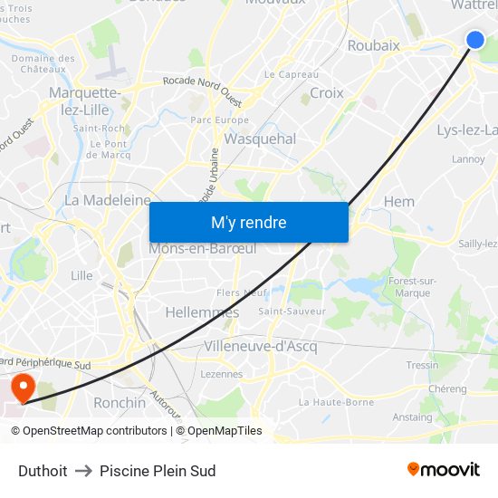 Duthoit to Piscine Plein Sud map