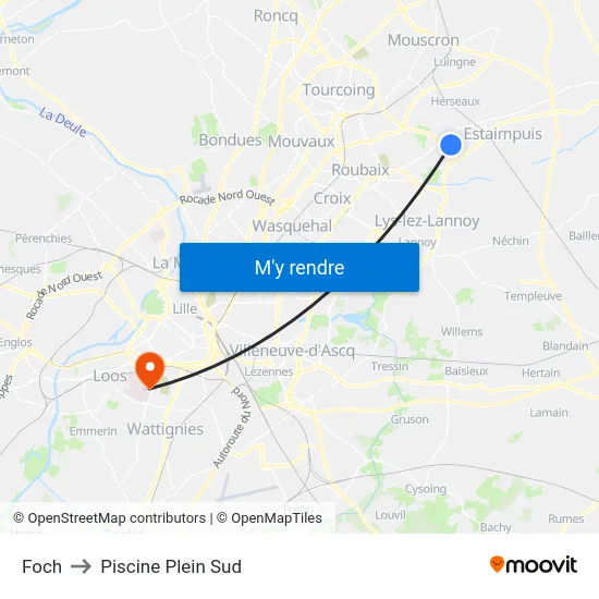 Foch to Piscine Plein Sud map