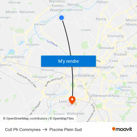Coll Ph Commynes to Piscine Plein Sud map