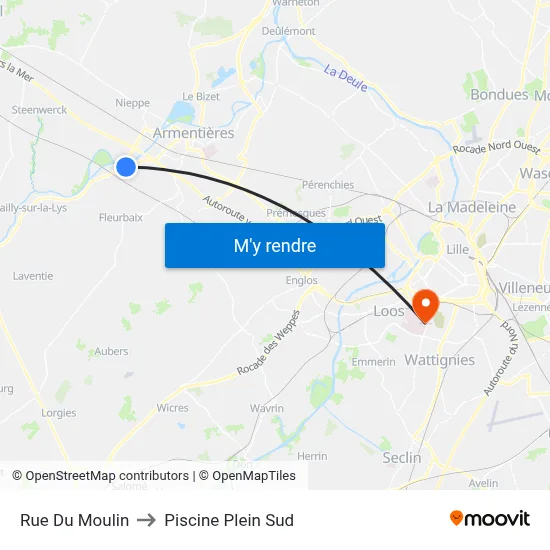 Rue Du Moulin to Piscine Plein Sud map