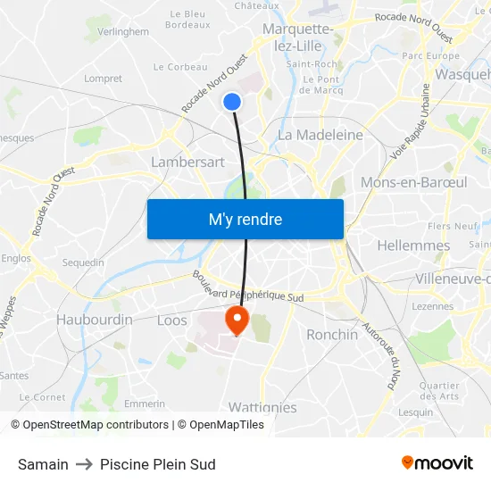 Samain to Piscine Plein Sud map