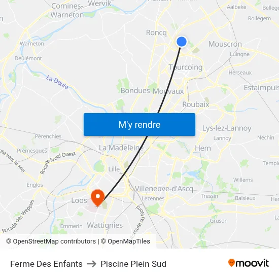 Ferme Des Enfants to Piscine Plein Sud map