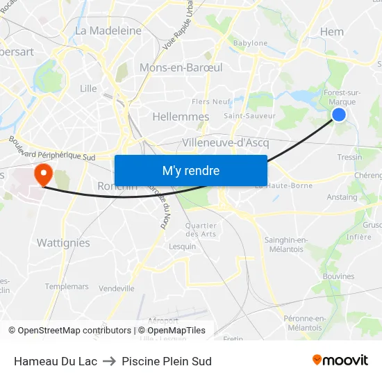 Hameau Du Lac to Piscine Plein Sud map