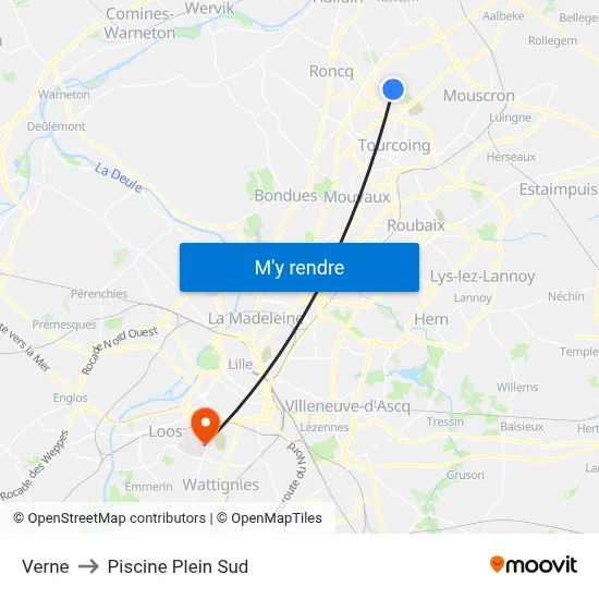 Verne to Piscine Plein Sud map