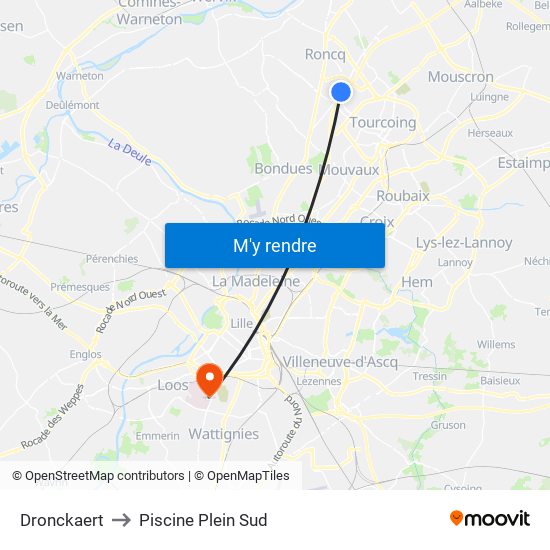 Dronckaert to Piscine Plein Sud map