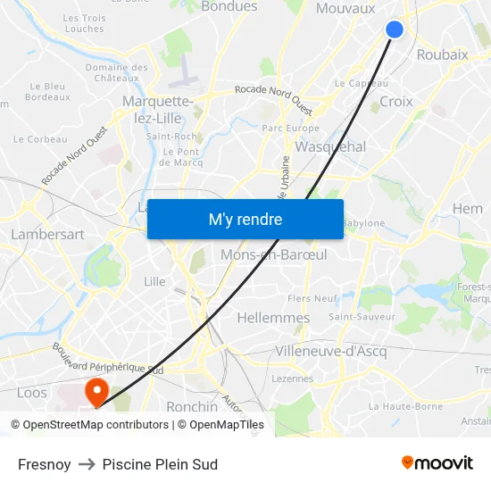 Fresnoy to Piscine Plein Sud map