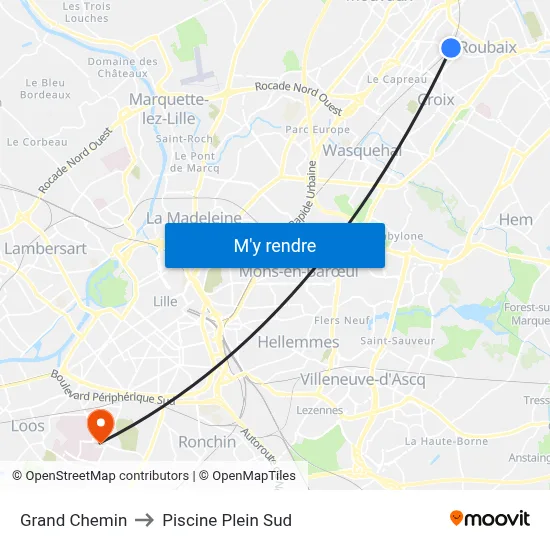 Grand Chemin to Piscine Plein Sud map