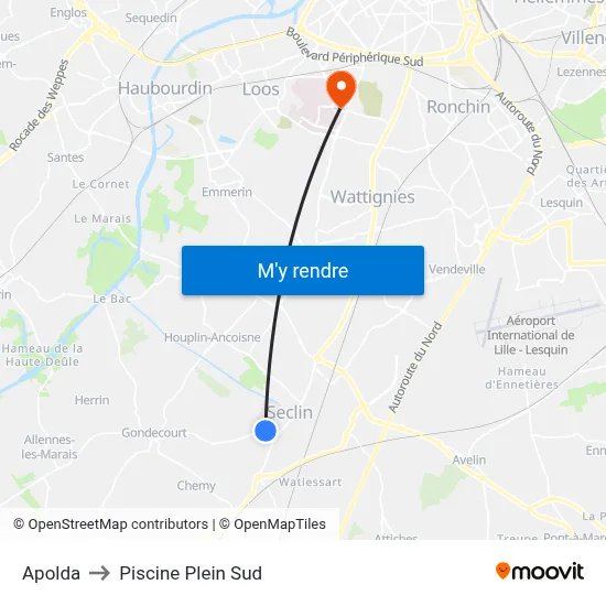 Apolda to Piscine Plein Sud map