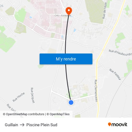 Guillain to Piscine Plein Sud map