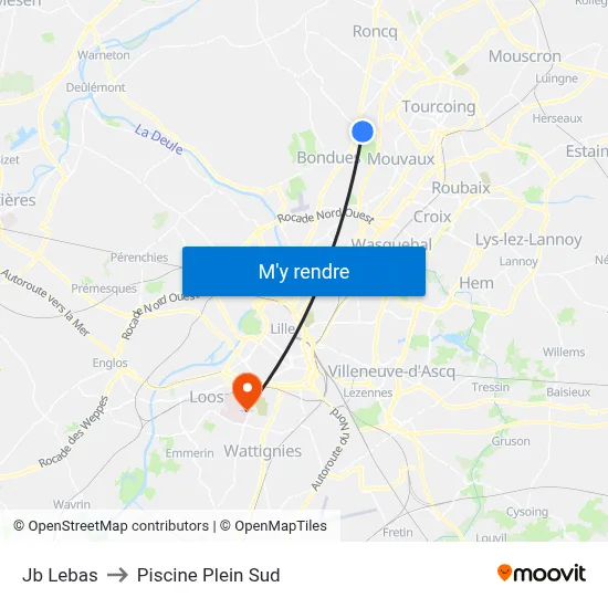 Jb Lebas to Piscine Plein Sud map