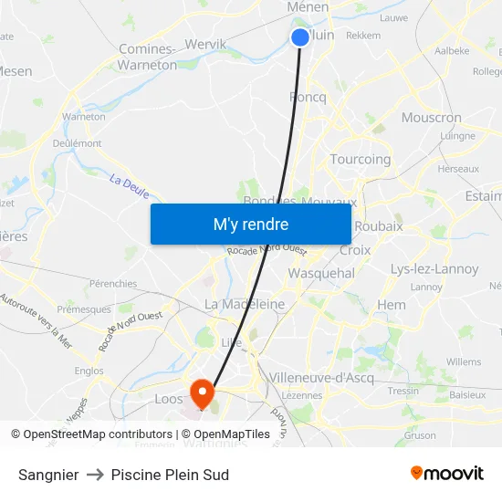 Sangnier to Piscine Plein Sud map
