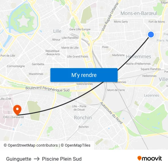 Guinguette to Piscine Plein Sud map