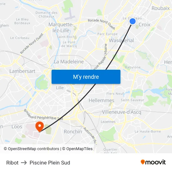 Ribot to Piscine Plein Sud map