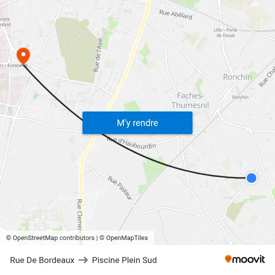 Rue De Bordeaux to Piscine Plein Sud map