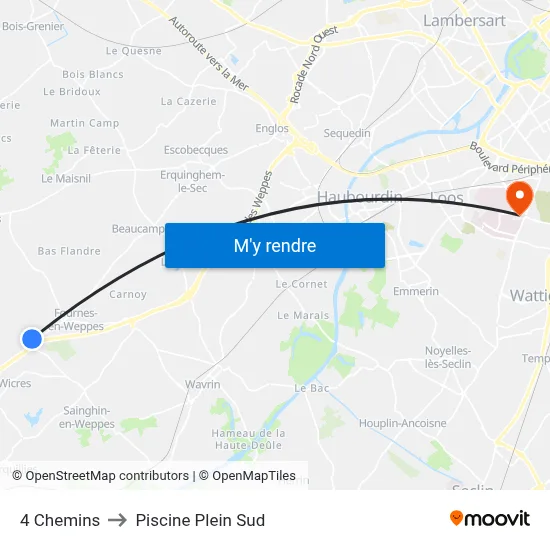 4 Chemins to Piscine Plein Sud map