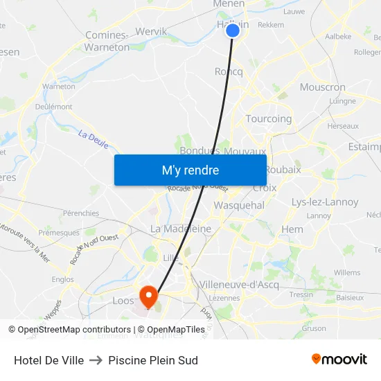 Hotel De Ville to Piscine Plein Sud map