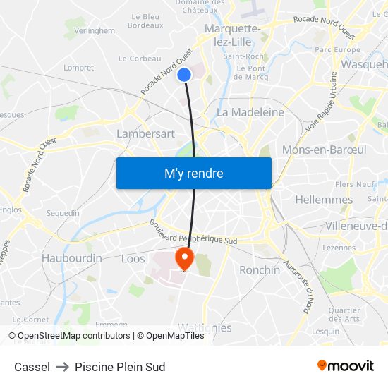 Cassel to Piscine Plein Sud map
