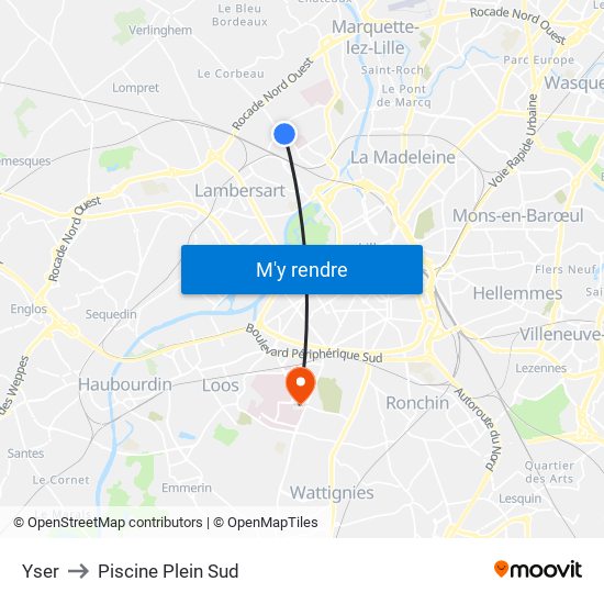 Yser to Piscine Plein Sud map