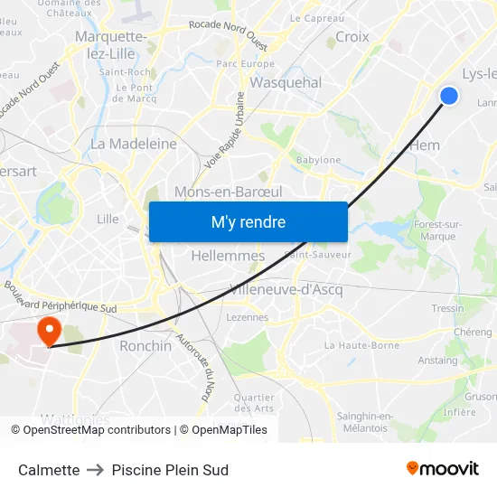 Calmette to Piscine Plein Sud map
