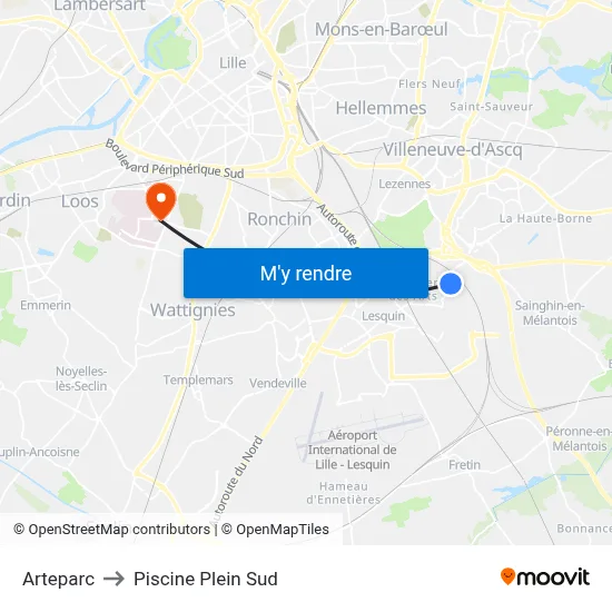 Arteparc to Piscine Plein Sud map