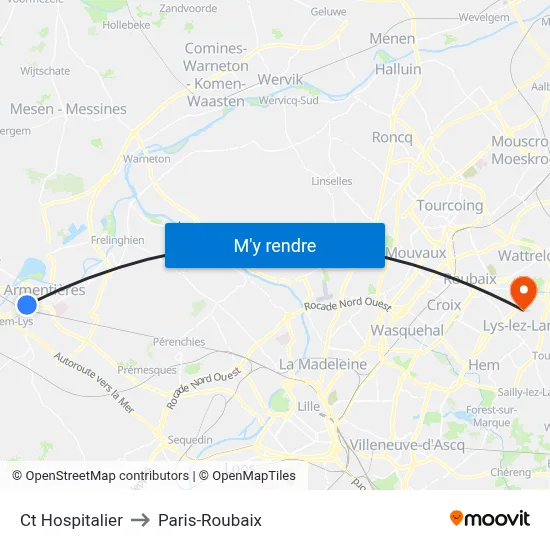 Ct Hospitalier to Paris-Roubaix map