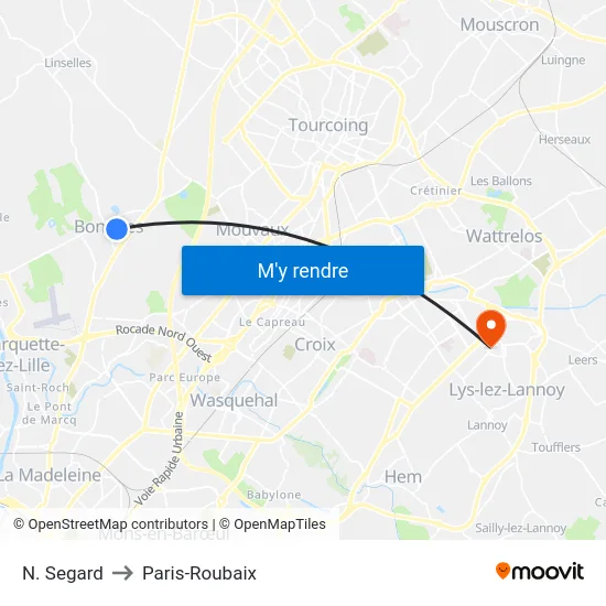 N. Segard to Paris-Roubaix map