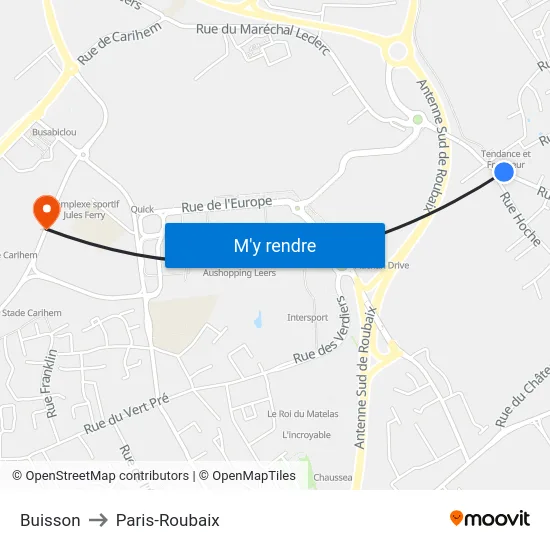 Buisson to Paris-Roubaix map