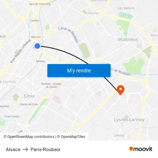 Alsace to Paris-Roubaix map