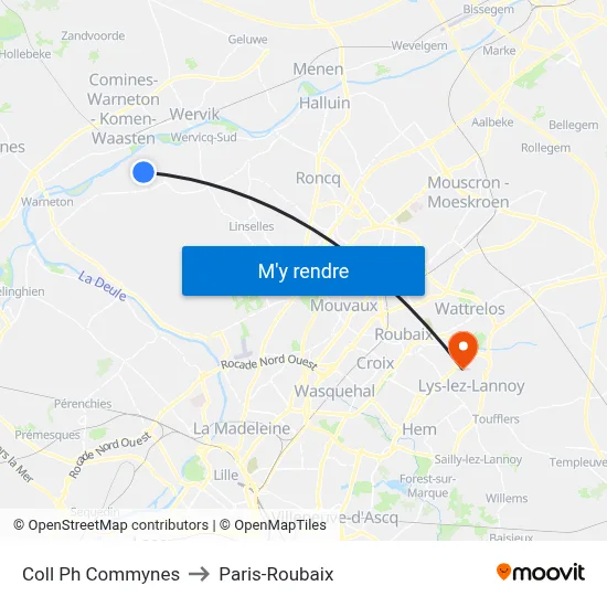 Coll Ph Commynes to Paris-Roubaix map