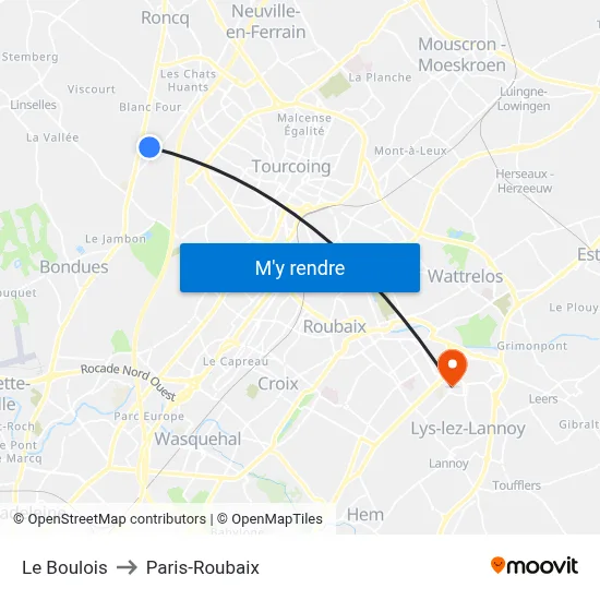 Le Boulois to Paris-Roubaix map