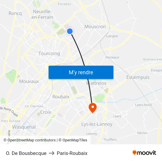 O. De Bousbecque to Paris-Roubaix map